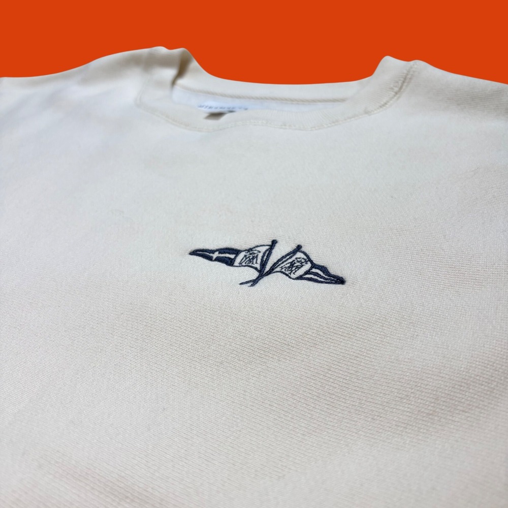 Miramar Club Mens Cream Nautical Flag Embroidered Crewneck Sweatshirt Small - Picture 2 of 8